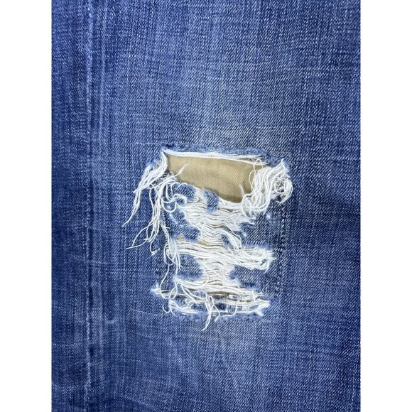 Vtg Guess Premium Rebel Jeans Men's 40x32 Straight Fit Blue Distressed Zip Poc - Picture 4 of 12